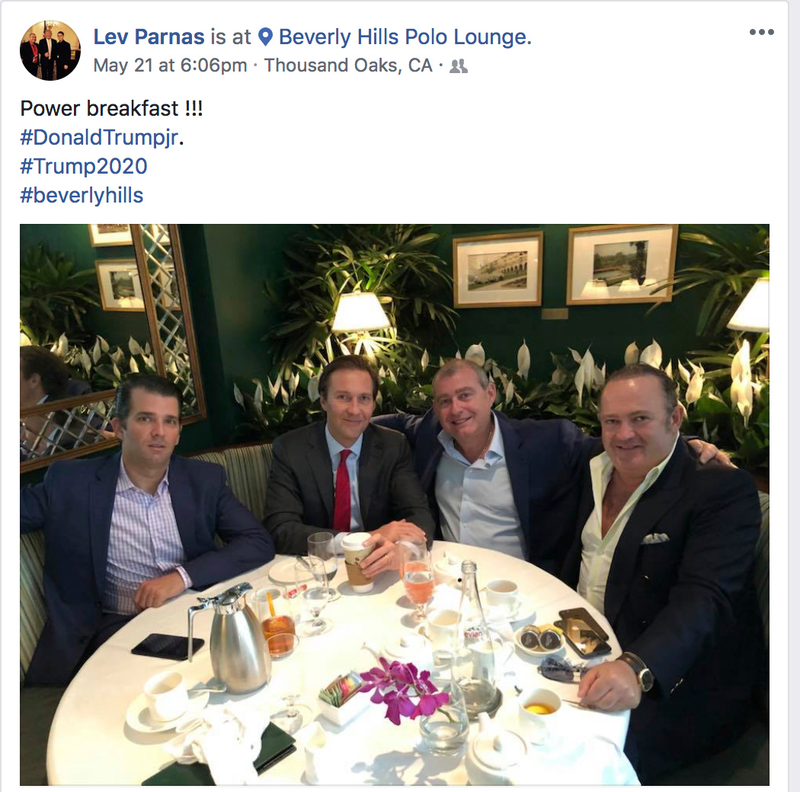 L-R: Donald Trump Jr., Tommy Hicks, Jr., Lev Parnas and Igor Fruman